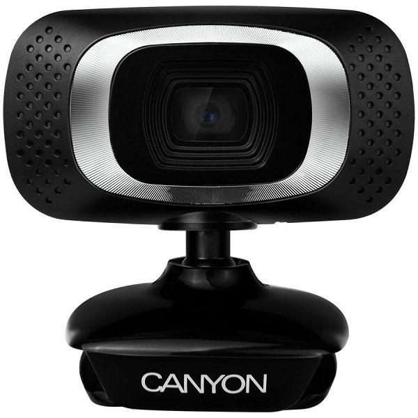 CANYON C3 720P HD webcam with USB2.0. connector, 360° rotary view scope, 1.0Mega pixels, Resolution 1280*720, viewing angle 60°, cable length 2.0m, Black, 62.2x46.5x57.8mm, 0.074kg