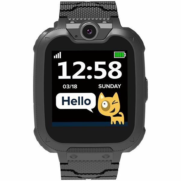 Kids smartwatch, 1.54 inch colorful screen, Camera 0.3MP, Mirco SIM card, 32+32MB, GSM(850/900/1800/1900MHz), 7 games inside, 380mAh battery, compatibility with iOS and android, Black, host: 54*42.6*1