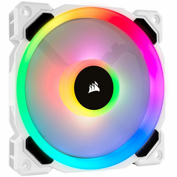 Corsair LL Series, LL120 RGB White, 120mm Dual Light Loop RGB LED PWM Fan, Single Pack