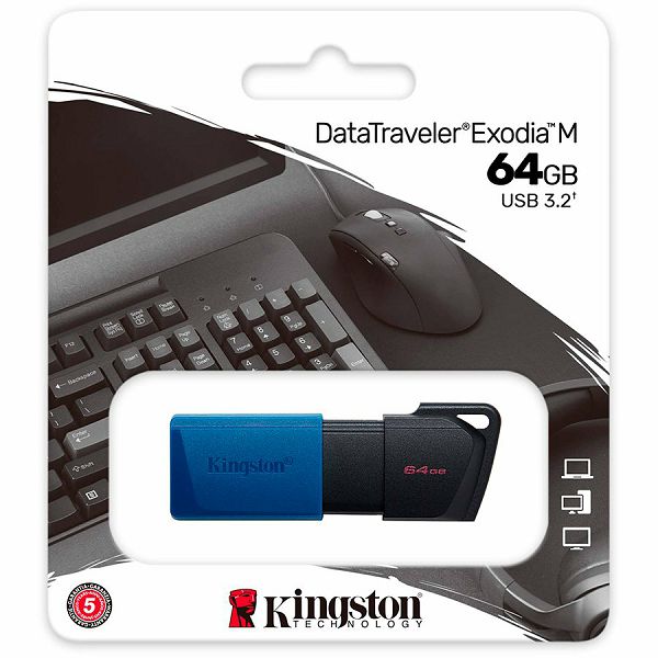 Kingston 64GB DataTraveler Exodia M USB slider cap USB 3.2 Gen2, blue