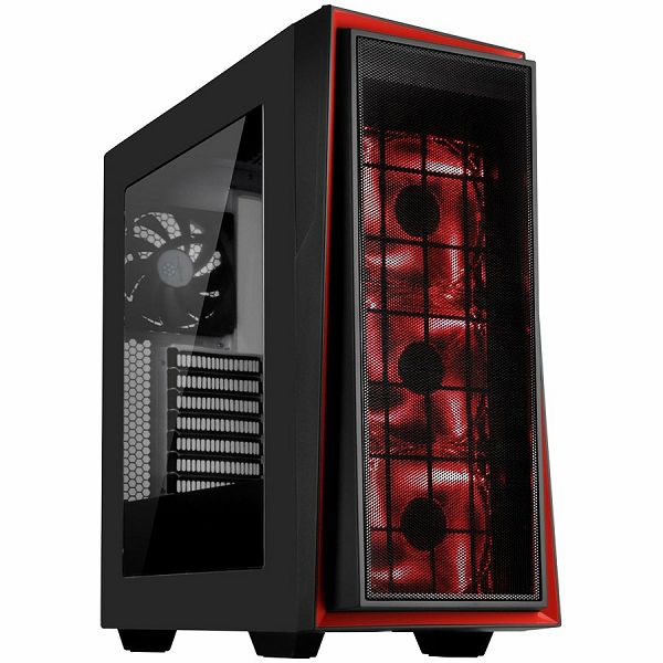 SilverStone REDLINE RL06 Midi Tower ATX Gaming Computer Case, Silent High Airflow Performance, Black with Red trim